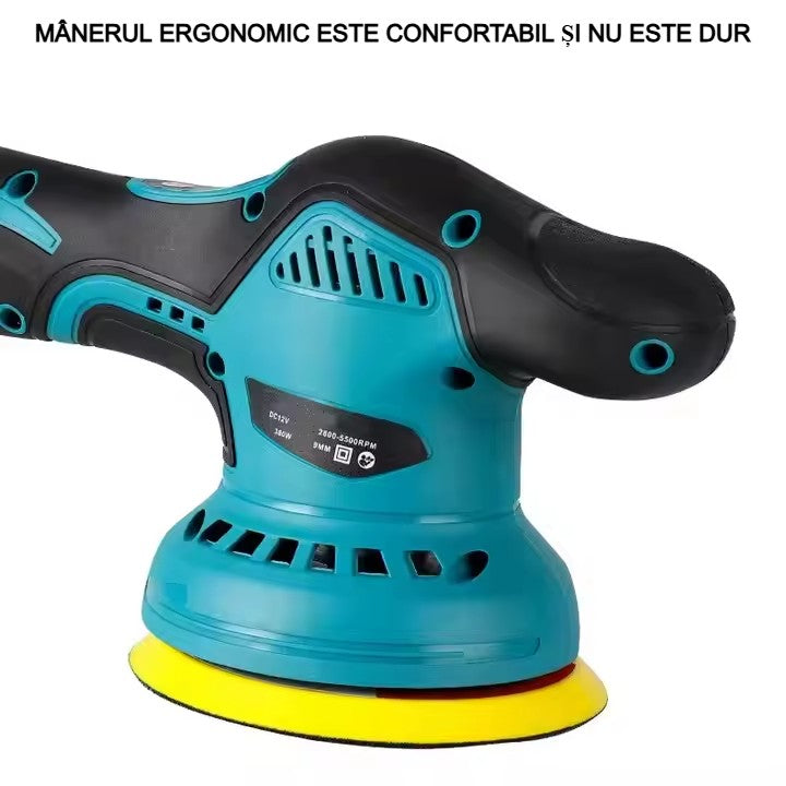 Aparat Polish AT PERFORMANCE®, Auto Electric 36V, 2 Acumulatori, Fără Fir, 8 Viteze, 2500–5000 RPM, Portabil, Albastru/Negru